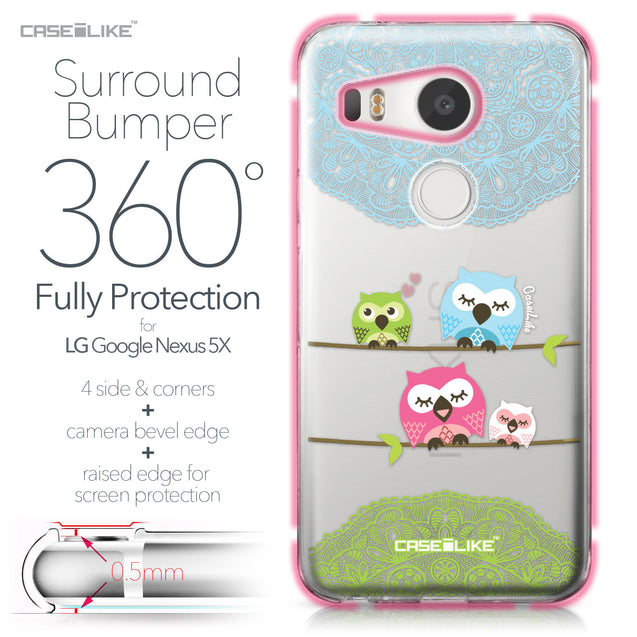 LG Google Nexus 5X case Owl Graphic Design 3318 Bumper Case Protection | CASEiLIKE.com