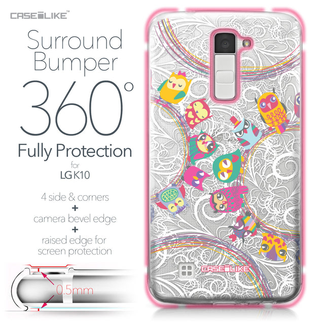 LG K10 case Owl Graphic Design 3316 Bumper Case Protection | CASEiLIKE.com