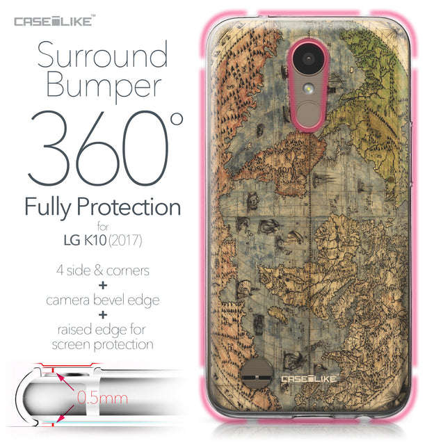 LG K10 2017 case World Map Vintage 4608 Bumper Case Protection | CASEiLIKE.com