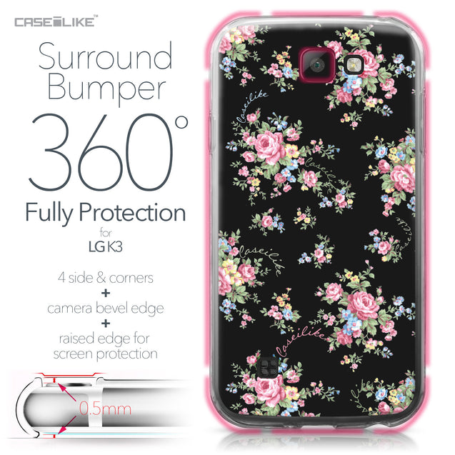 LG K3 case Floral Rose Classic 2261 Bumper Case Protection | CASEiLIKE.com