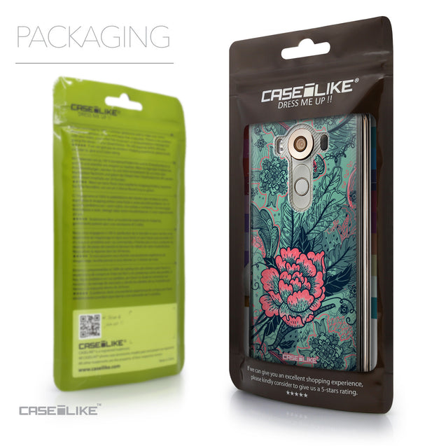 Packaging - CASEiLIKE LG V10 back cover Vintage Roses and Feathers Turquoise 2253