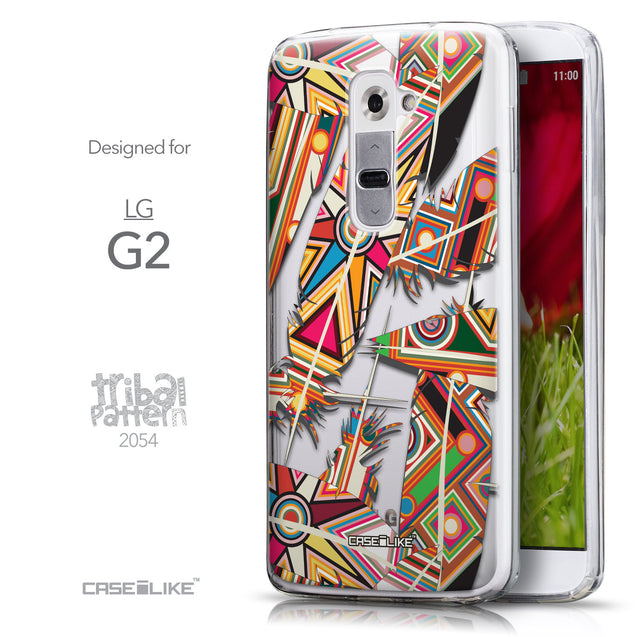 Front & Side View - CASEiLIKE LG G2 back cover Indian Tribal Theme Pattern 2054