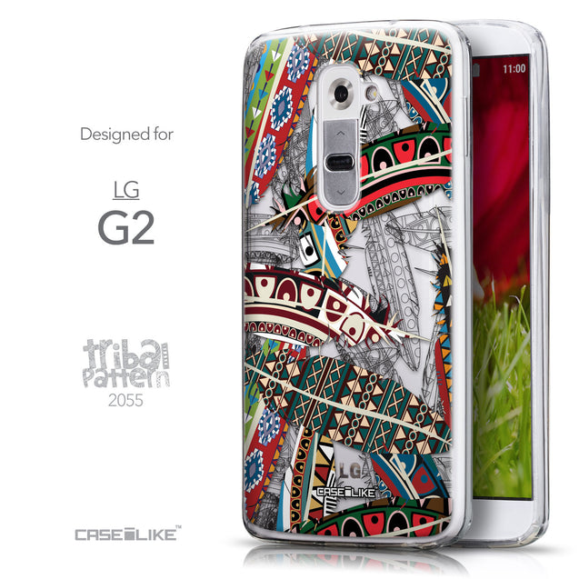 Front & Side View - CASEiLIKE LG G2 back cover Indian Tribal Theme Pattern 2055
