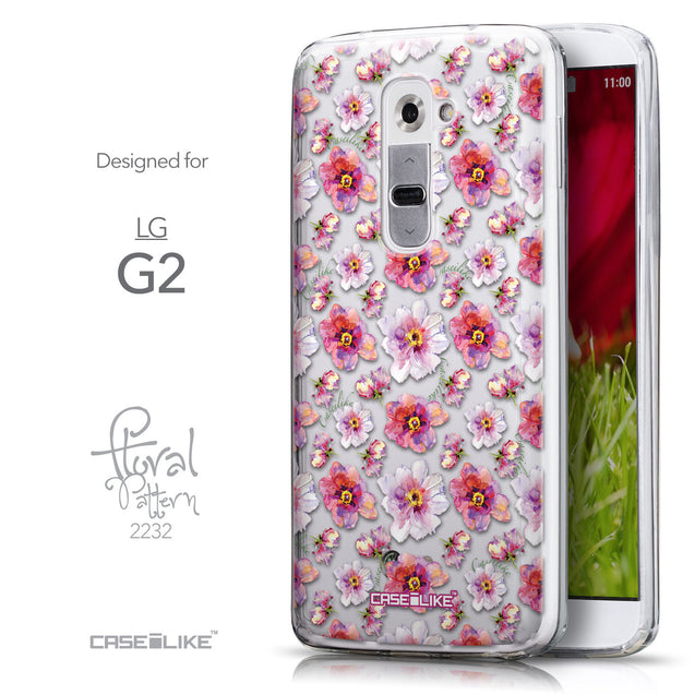 Front & Side View - CASEiLIKE LG G2 back cover Watercolor Floral 2232