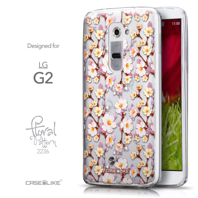 Front & Side View - CASEiLIKE LG G2 back cover Watercolor Floral 2236