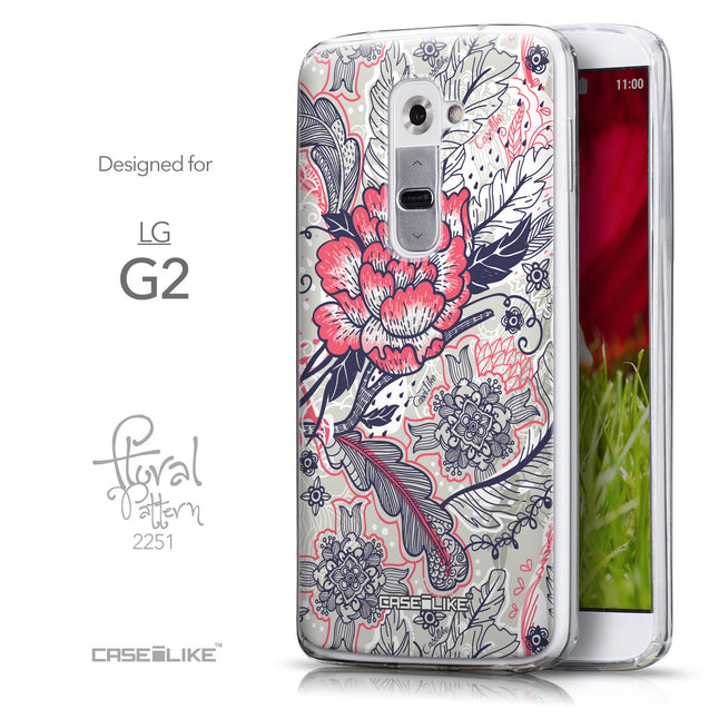 Front & Side View - CASEiLIKE LG G2 back cover Vintage Roses and Feathers Beige 2251