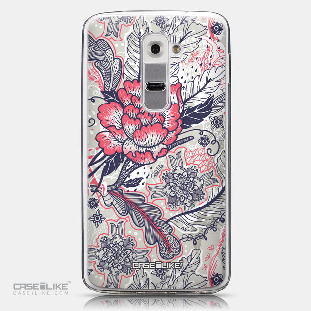 CASEiLIKE LG G2 back cover Vintage Roses and Feathers Beige 2251