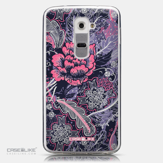 CASEiLIKE LG G2 back cover Vintage Roses and Feathers Blue 2252