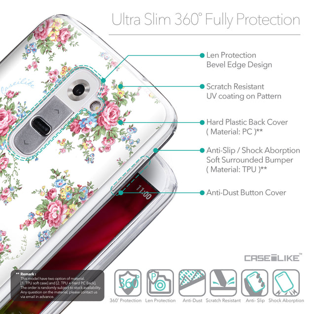 Details in English - CASEiLIKE LG G2 back cover Floral Rose Classic 2260
