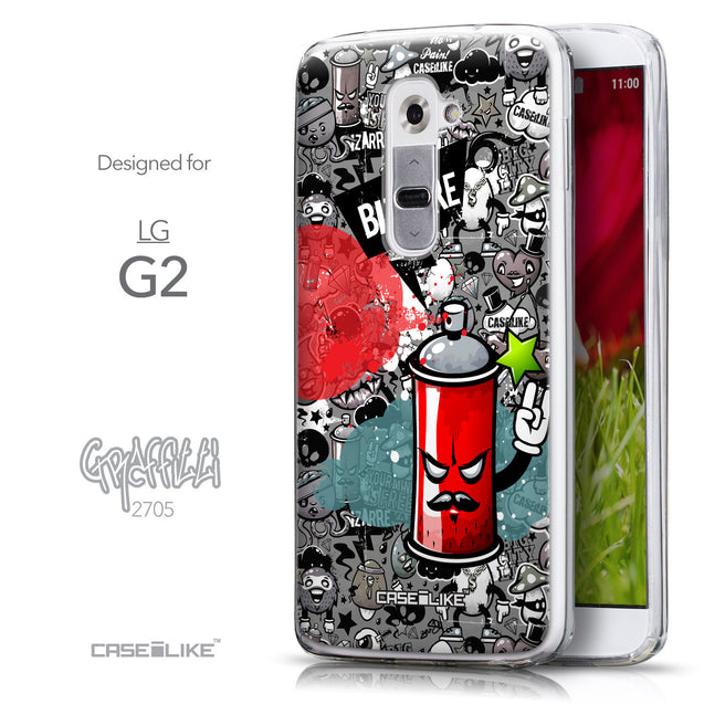 Front & Side View - CASEiLIKE LG G2 back cover Graffiti 2705