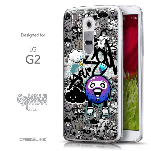 Front & Side View - CASEiLIKE LG G2 back cover Graffiti 2706