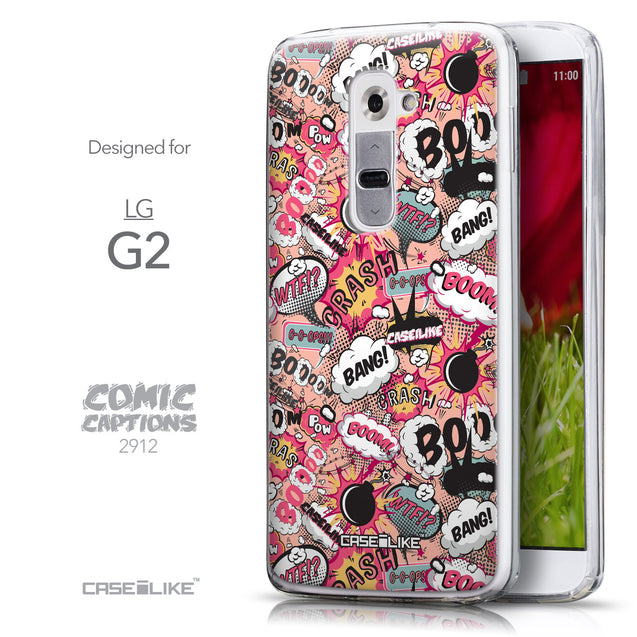 Front & Side View - CASEiLIKE LG G2 back cover Comic Captions Pink 2912