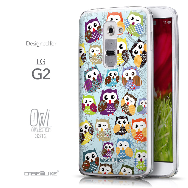 Front & Side View - CASEiLIKE LG G2 back cover Owl Graphic Design 3312