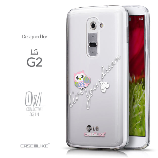 Front & Side View - CASEiLIKE LG G2 back cover Owl Graphic Design 3314