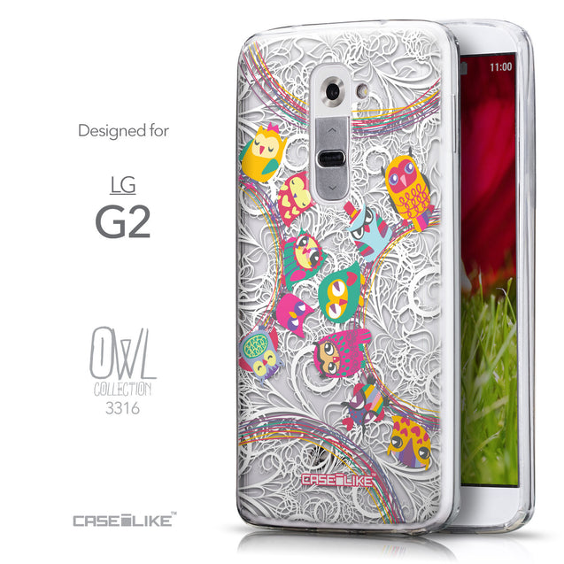 Front & Side View - CASEiLIKE LG G2 back cover Owl Graphic Design 3316
