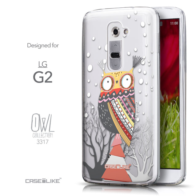 Front & Side View - CASEiLIKE LG G2 back cover Owl Graphic Design 3317