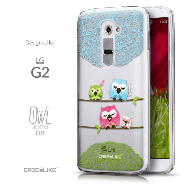 Front & Side View - CASEiLIKE LG G2 back cover Owl Graphic Design 3318