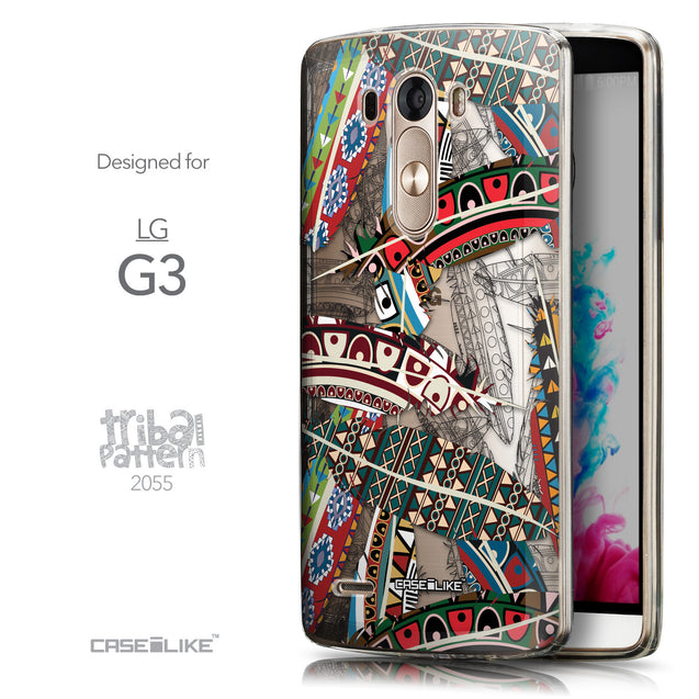 Front & Side View - CASEiLIKE LG G3 back cover Indian Tribal Theme Pattern 2055