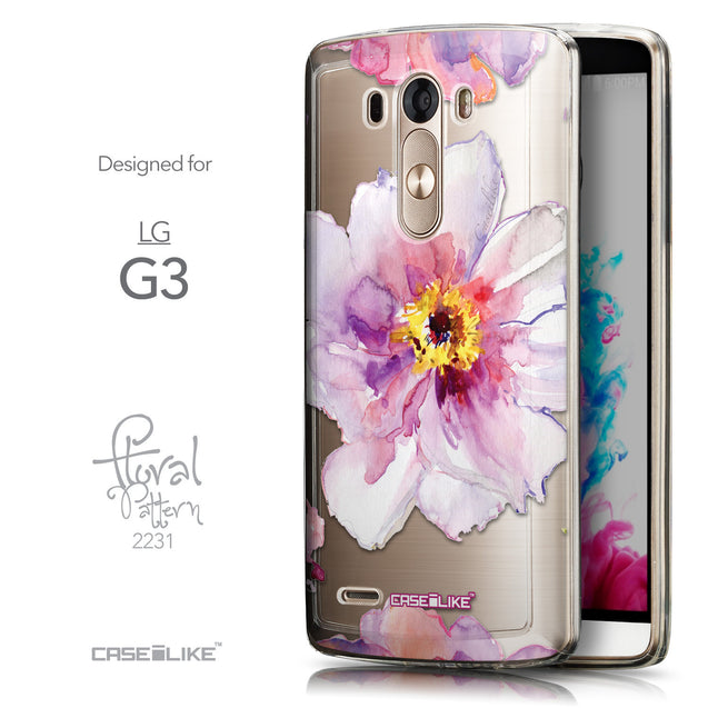 Front & Side View - CASEiLIKE LG G3 back cover Watercolor Floral 2231
