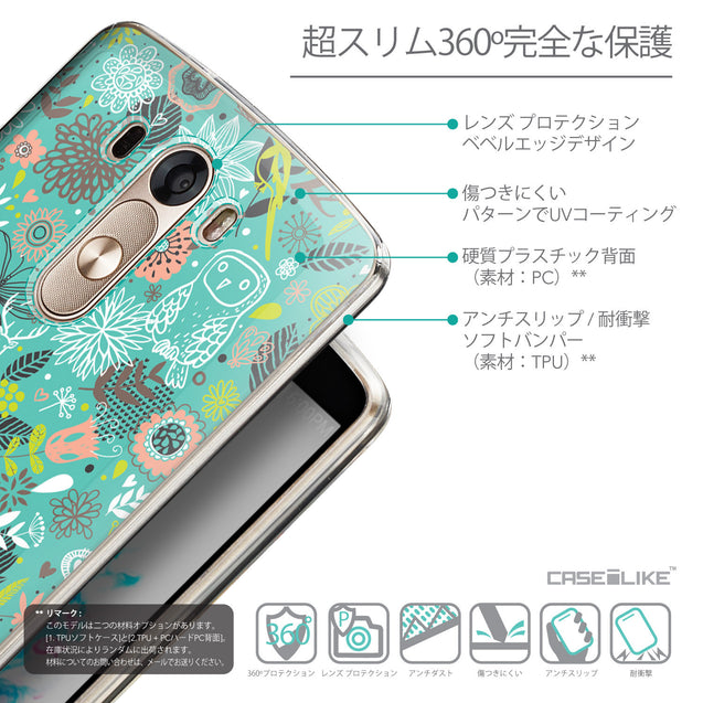 Details in Japanese - CASEiLIKE LG G3 back cover Spring Forest Turquoise 2245