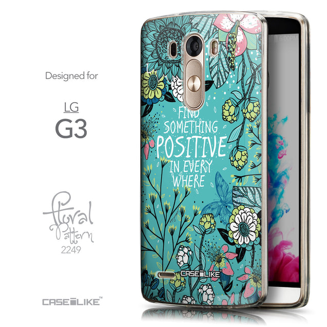 Front & Side View - CASEiLIKE LG G3 back cover Blooming Flowers Turquoise 2249