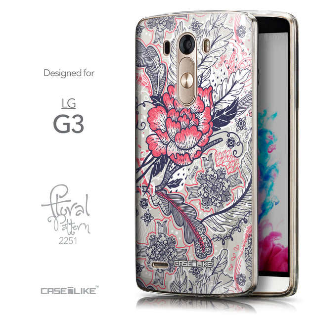 Front & Side View - CASEiLIKE LG G3 back cover Vintage Roses and Feathers Beige 2251