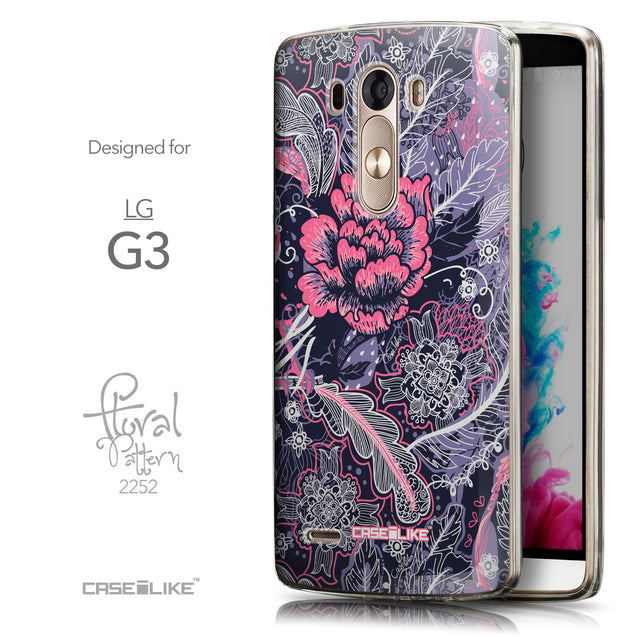 Front & Side View - CASEiLIKE LG G3 back cover Vintage Roses and Feathers Blue 2252