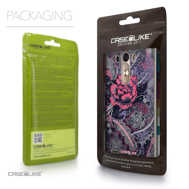 Packaging - CASEiLIKE LG G3 back cover Vintage Roses and Feathers Blue 2252