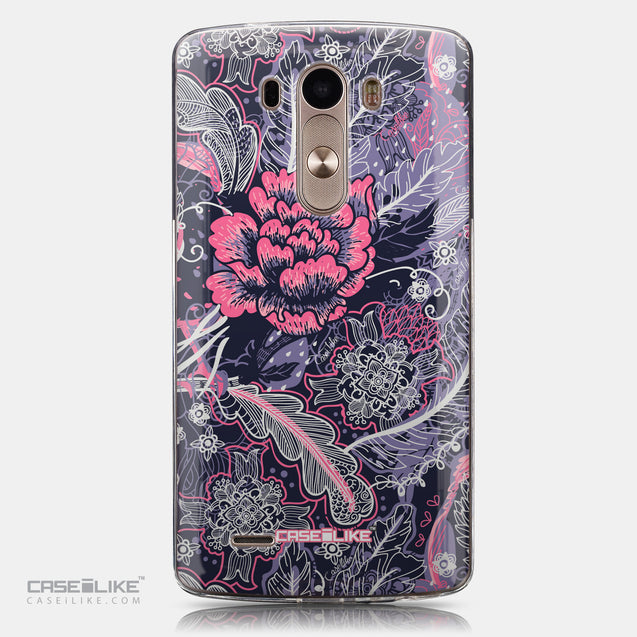 CASEiLIKE LG G3 back cover Vintage Roses and Feathers Blue 2252
