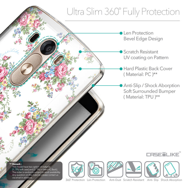 Details in English - CASEiLIKE LG G3 back cover Floral Rose Classic 2260