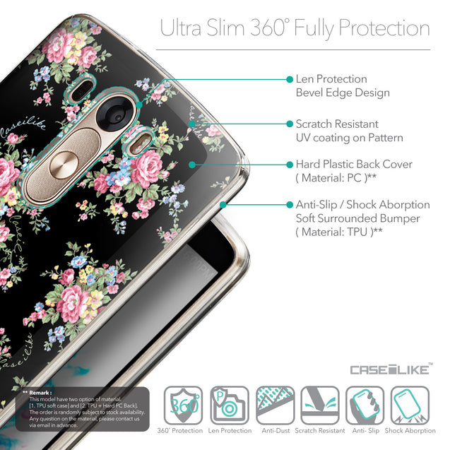 Details in English - CASEiLIKE LG G3 back cover Floral Rose Classic 2261