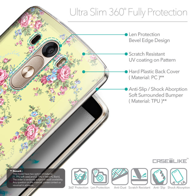 Details in English - CASEiLIKE LG G3 back cover Floral Rose Classic 2264