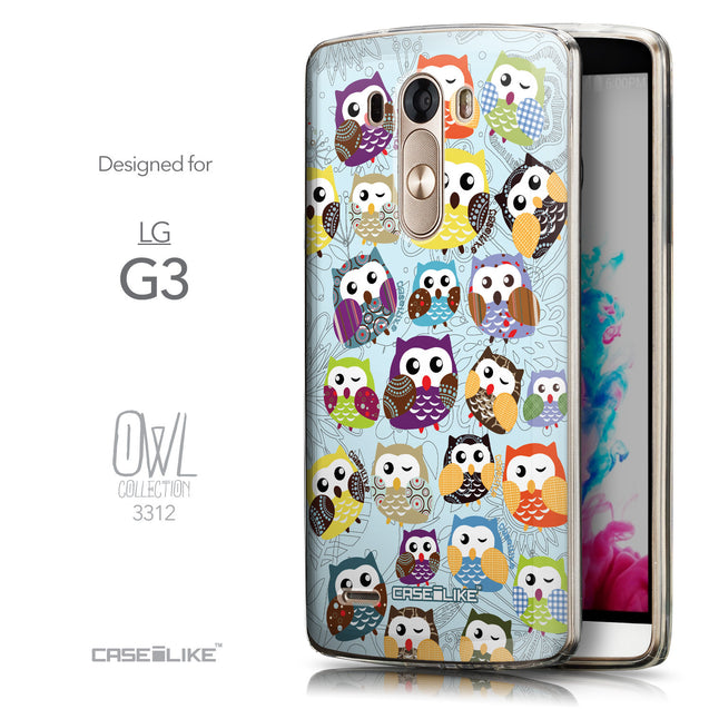 Front & Side View - CASEiLIKE LG G3 back cover Owl Graphic Design 3312