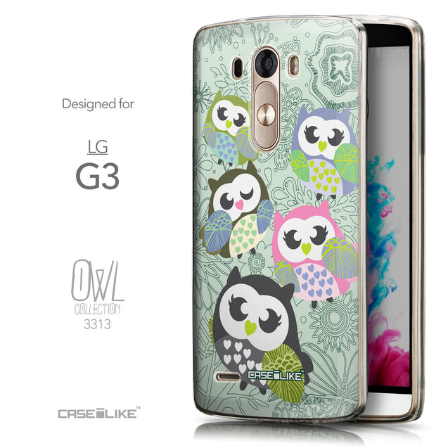 Front & Side View - CASEiLIKE LG G3 back cover Owl Graphic Design 3313