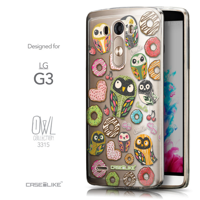 Front & Side View - CASEiLIKE LG G3 back cover Owl Graphic Design 3315