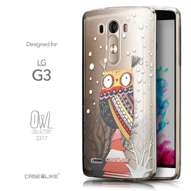Front & Side View - CASEiLIKE LG G3 back cover Owl Graphic Design 3317