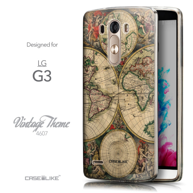 Front & Side View - CASEiLIKE LG G3 back cover World Map Vintage 4607