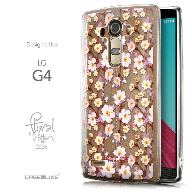 Front & Side View - CASEiLIKE LG G4 back cover Watercolor Floral 2236