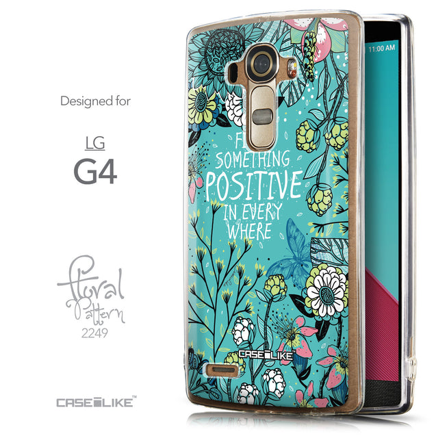 Front & Side View - CASEiLIKE LG G4 back cover Blooming Flowers Turquoise 2249
