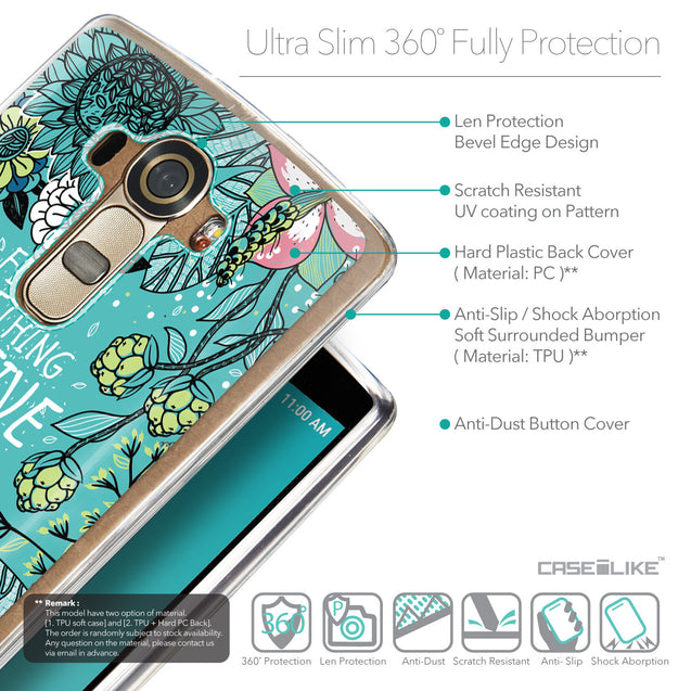 Details in English - CASEiLIKE LG G4 back cover Blooming Flowers Turquoise 2249