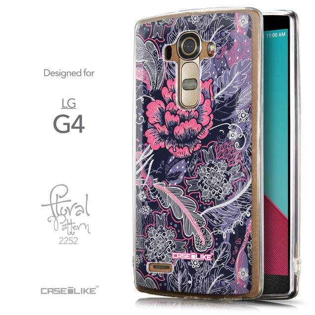Front & Side View - CASEiLIKE LG G4 back cover Vintage Roses and Feathers Blue 2252