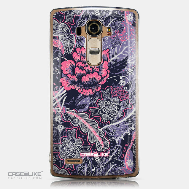 CASEiLIKE LG G4 back cover Vintage Roses and Feathers Blue 2252