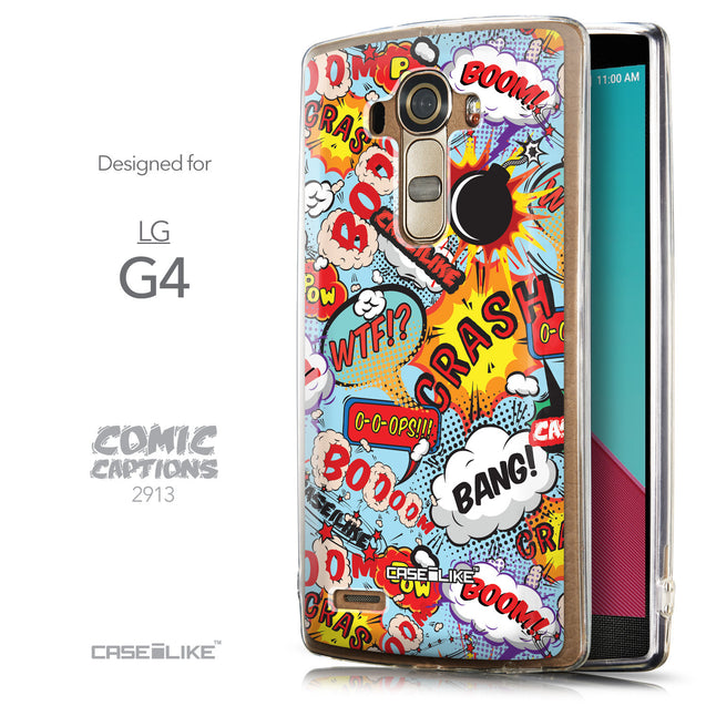Front & Side View - CASEiLIKE LG G4 back cover Comic Captions Blue 2913