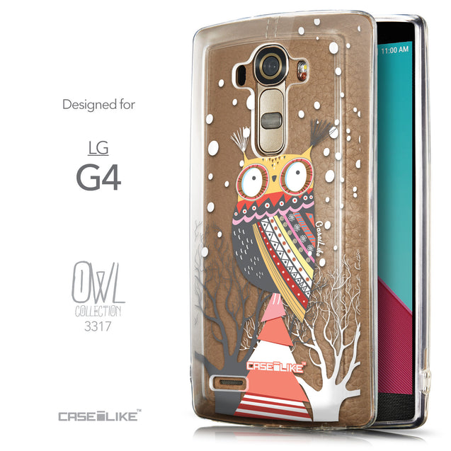 Front & Side View - CASEiLIKE LG G4 back cover Owl Graphic Design 3317
