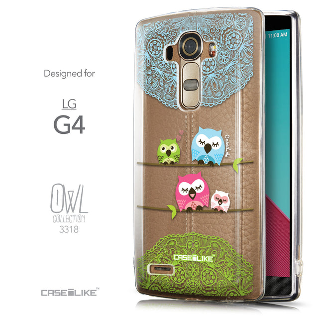 Front & Side View - CASEiLIKE LG G4 back cover Owl Graphic Design 3318