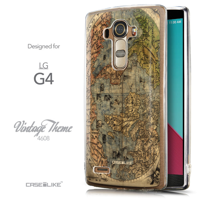 Front & Side View - CASEiLIKE LG G4 back cover World Map Vintage 4608