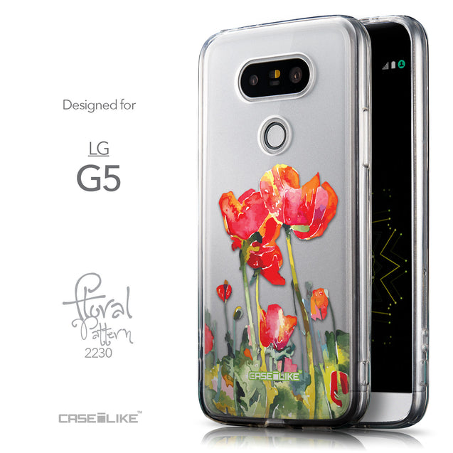 Front & Side View - CASEiLIKE LG G5 back cover Watercolor Floral 2230
