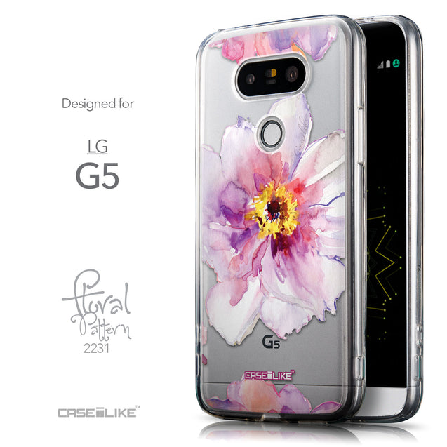 Front & Side View - CASEiLIKE LG G5 back cover Watercolor Floral 2231