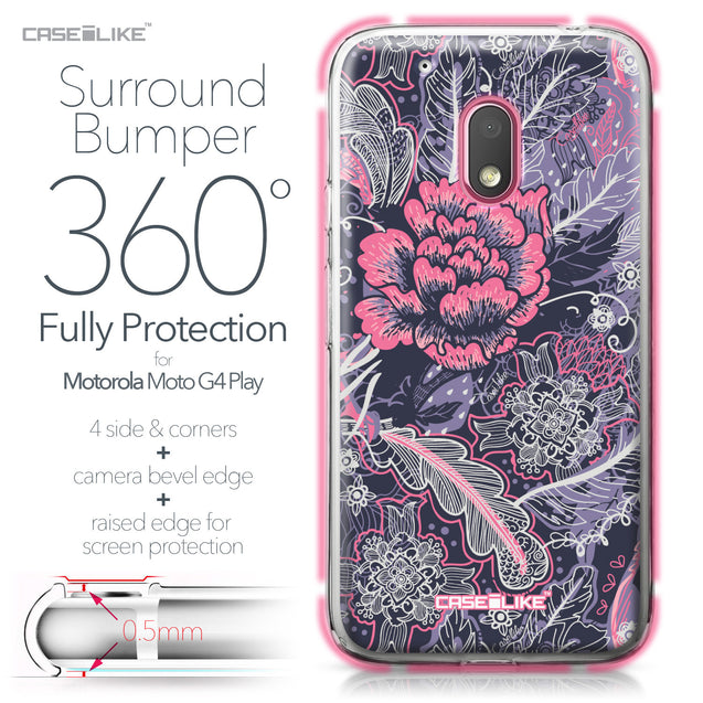 Motorola Moto G4 Play case Vintage Roses and Feathers Blue 2252 Bumper Case Protection | CASEiLIKE.com