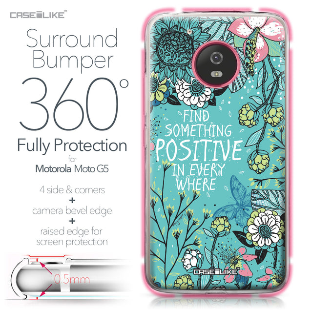 Motorola Moto G5 case Blooming Flowers Turquoise 2249 Bumper Case Protection | CASEiLIKE.com